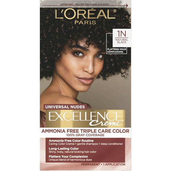L'Oreal Paris Excellence Universal Nudes Permanent Hair Color, 100 Percent Gray Coverage, 1 Kit