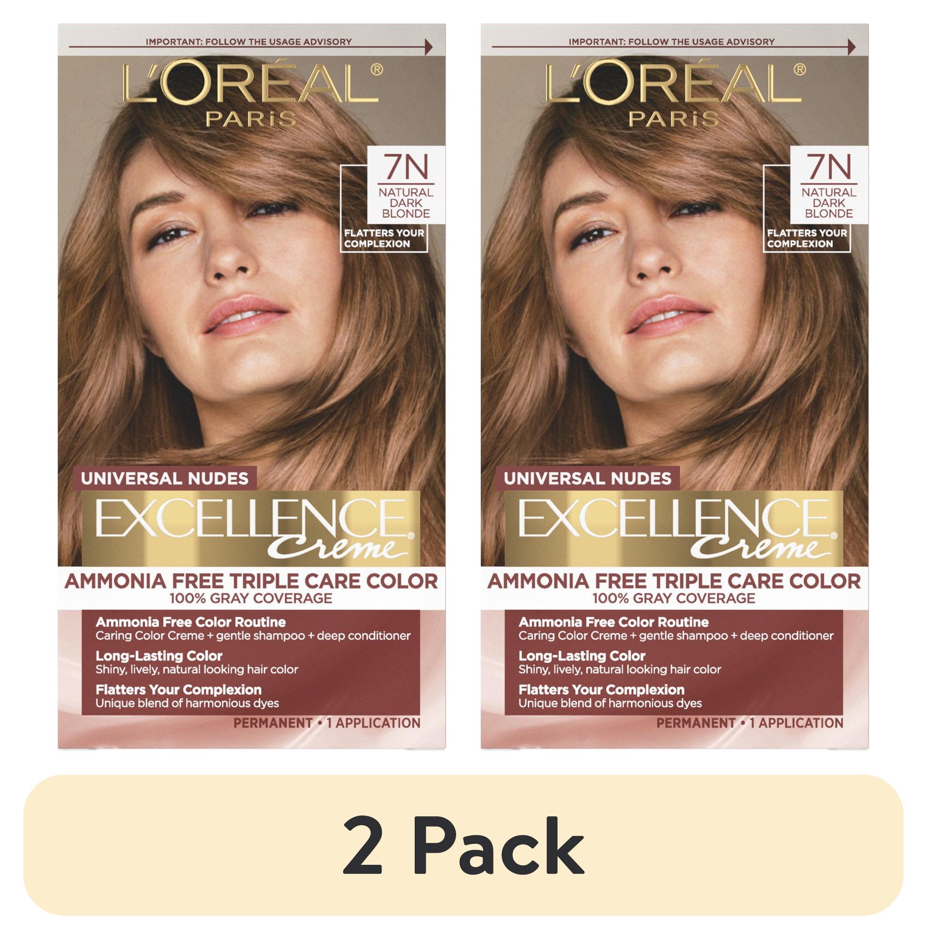 2 Pack L Oreal Paris Excellence Universal Nudes Permanent Hair Color 7n Natural Dark Blonde