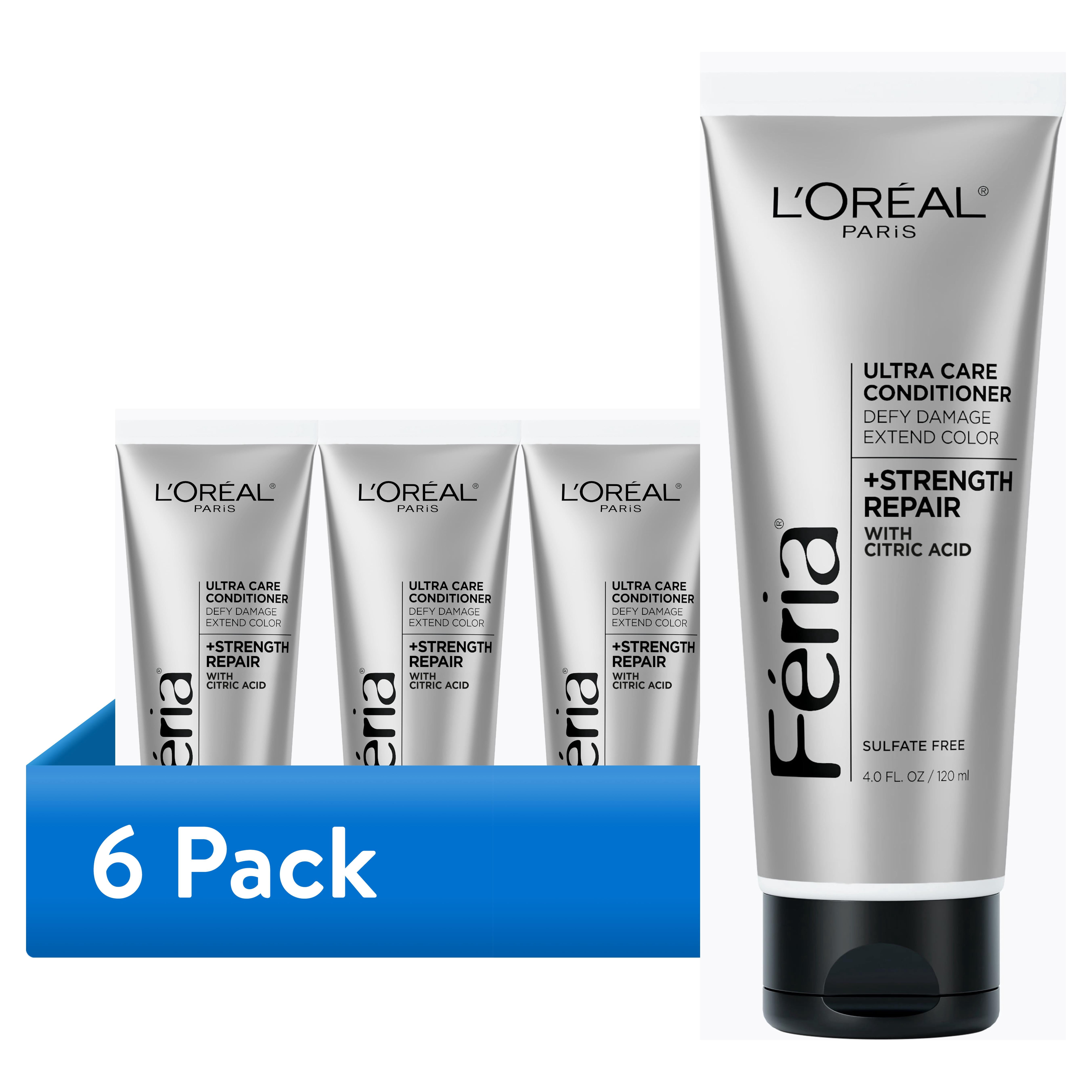 (6 pack) L'Oreal Paris Feria - Hair Color Strength Repair Ultra Care Conditioner, 4 fl oz