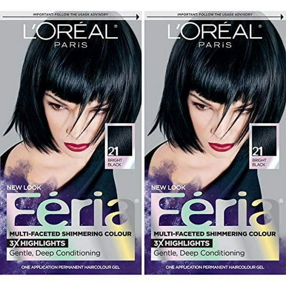 L'Oreal Paris Feria Multi-Faceted Shimmering Permanent Hair Color, 21 Starry Night, Pack of 2, Hair Dye