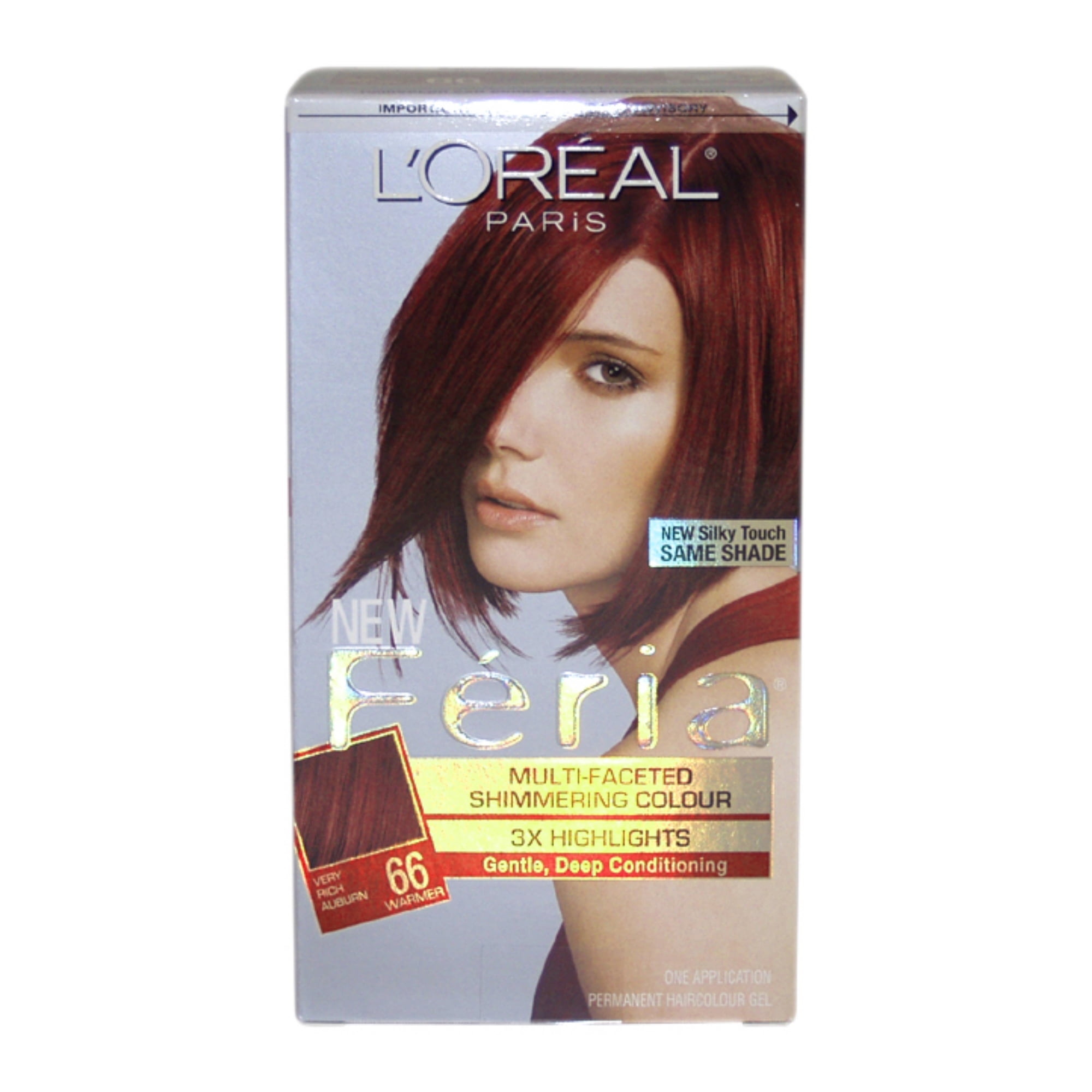 L'Oreal Paris Feria Multi-Faceted Shimmering Permanent Hair Color, 66 Very Rich Auburn, 1 kit