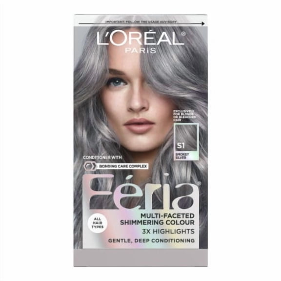 L'Oreal Paris Fria Multi - Faceted Shimmering Permanent Hair Color - Smokey Silver,( Pack of 1).