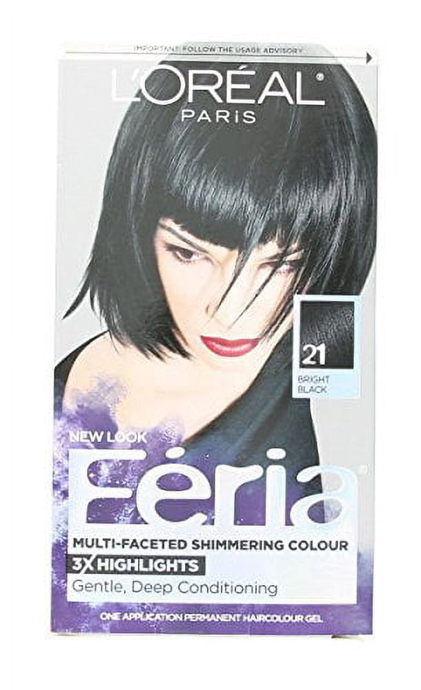 L'Oreal Paris Feria Permanent Hair Color, 21 Starry Night Bright Black Pack of 2