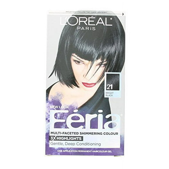 L'Oreal Paris Feria Permanent Hair Color, 21 Starry Night Bright Black Pack of 2
