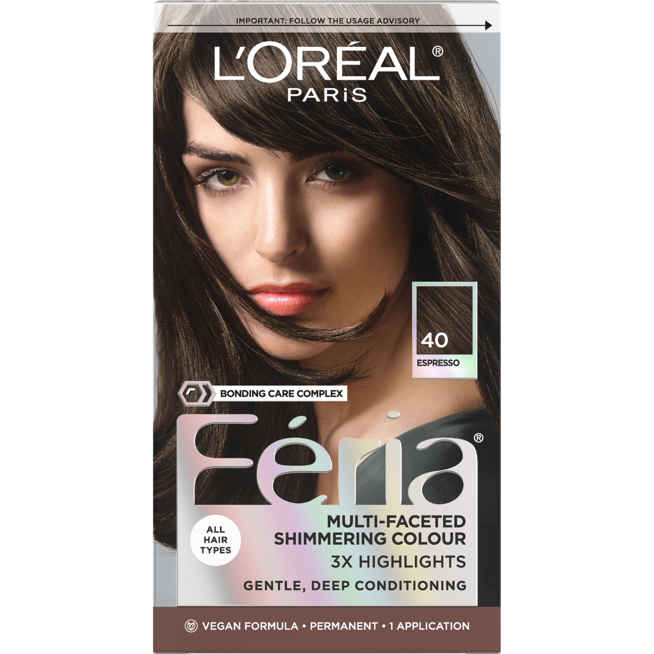 L'Oreal Paris Feria Permanent Hair Color, 40 Espresso Deeply Brown - image 1 of 9