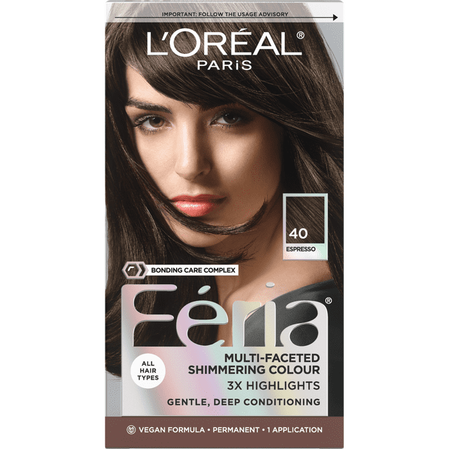 L'Oreal Paris Feria Permanent Hair Color, 40 Espresso Deeply Brown