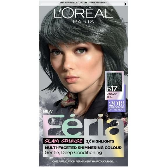 L'Oreal Paris Feria Permanent Hair Color, 617 Vintage Teal