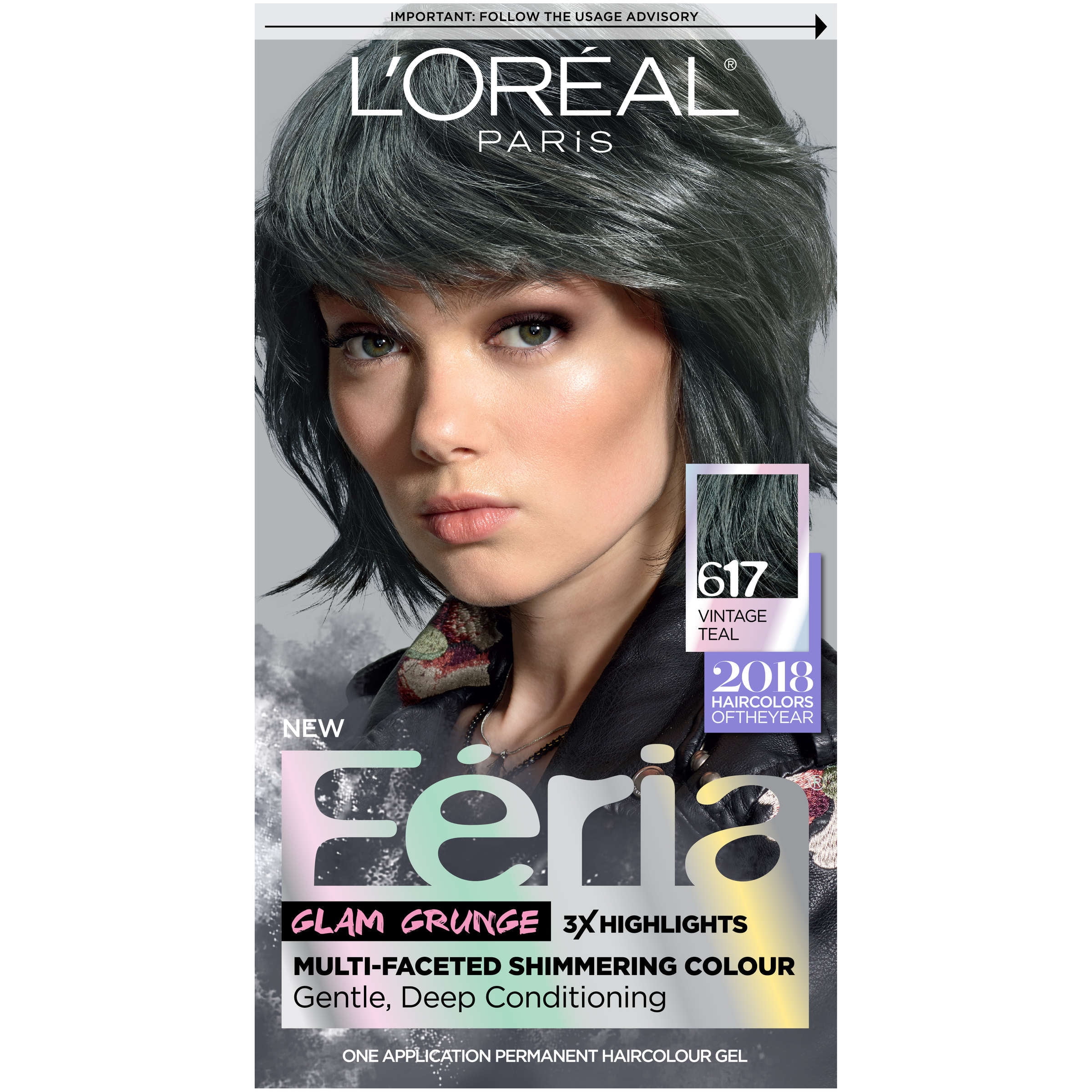 L'Oreal Paris Feria Permanent Hair Color, 617 Vintage Teal