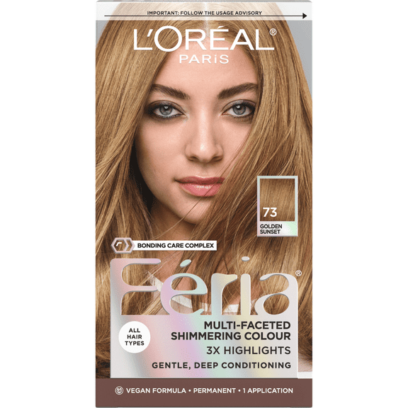 L'Oreal Paris Feria Permanent Hair Color, 73 Golden Sunset Dark Golden Blonde