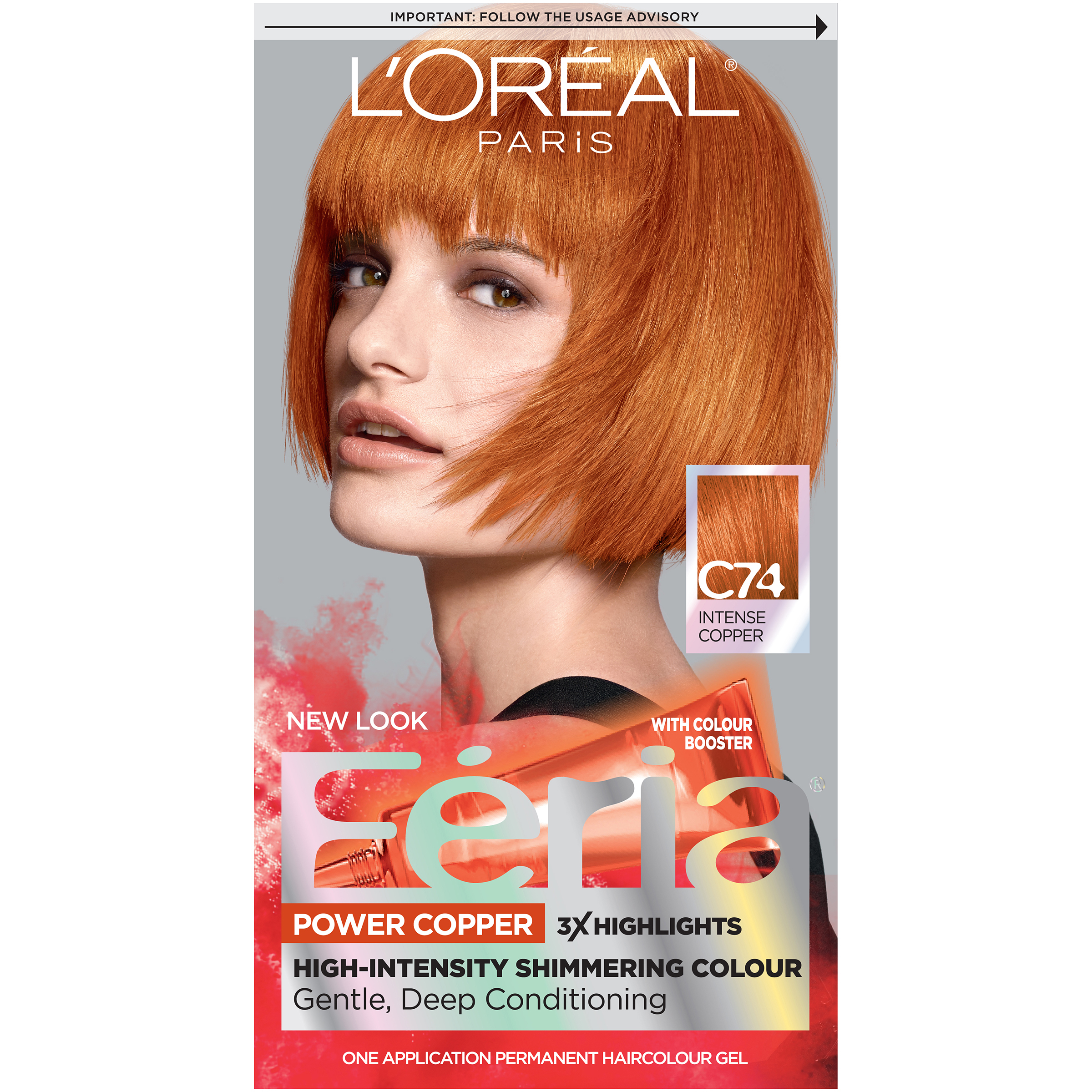 L'Oreal Paris Feria Permanent Hair Color, C74 Copper Crave Intense Copper - image 1 of 11