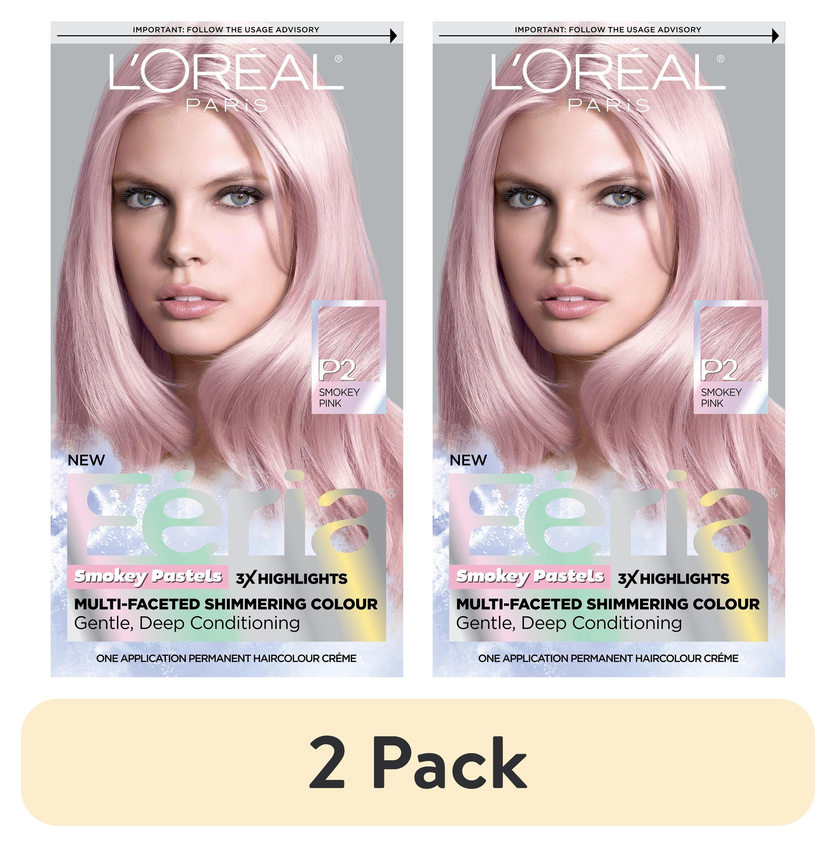 (2 pack) L'Oreal Paris Feria Permanent Hair Color, P2 Rosy Blush Smokey ...