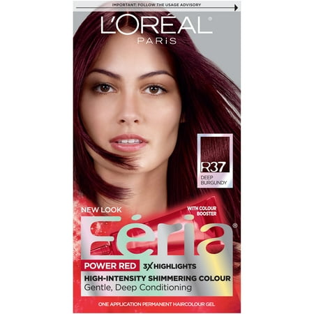 L'Oreal Paris Feria Permanent Hair Color, R37 Blowout Burgundy (Deep Burgundy), 1 Kit