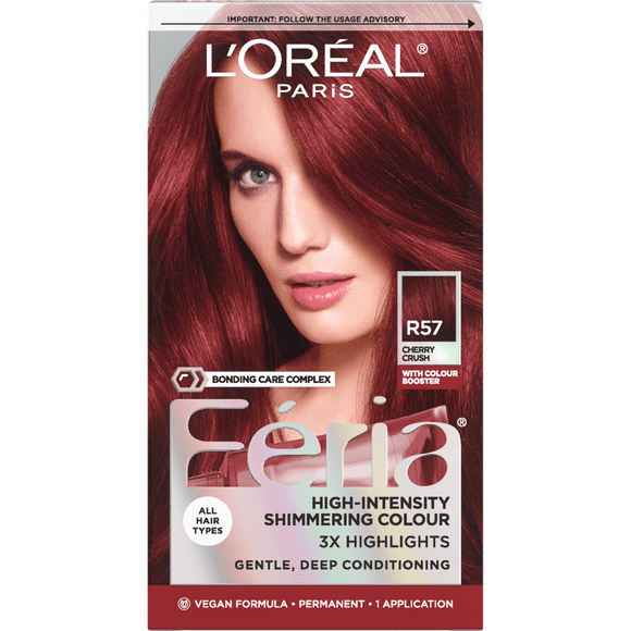L'Oreal Paris Feria Permanent Hair Color, R57 Cherry Crush Intense Medium Auburn