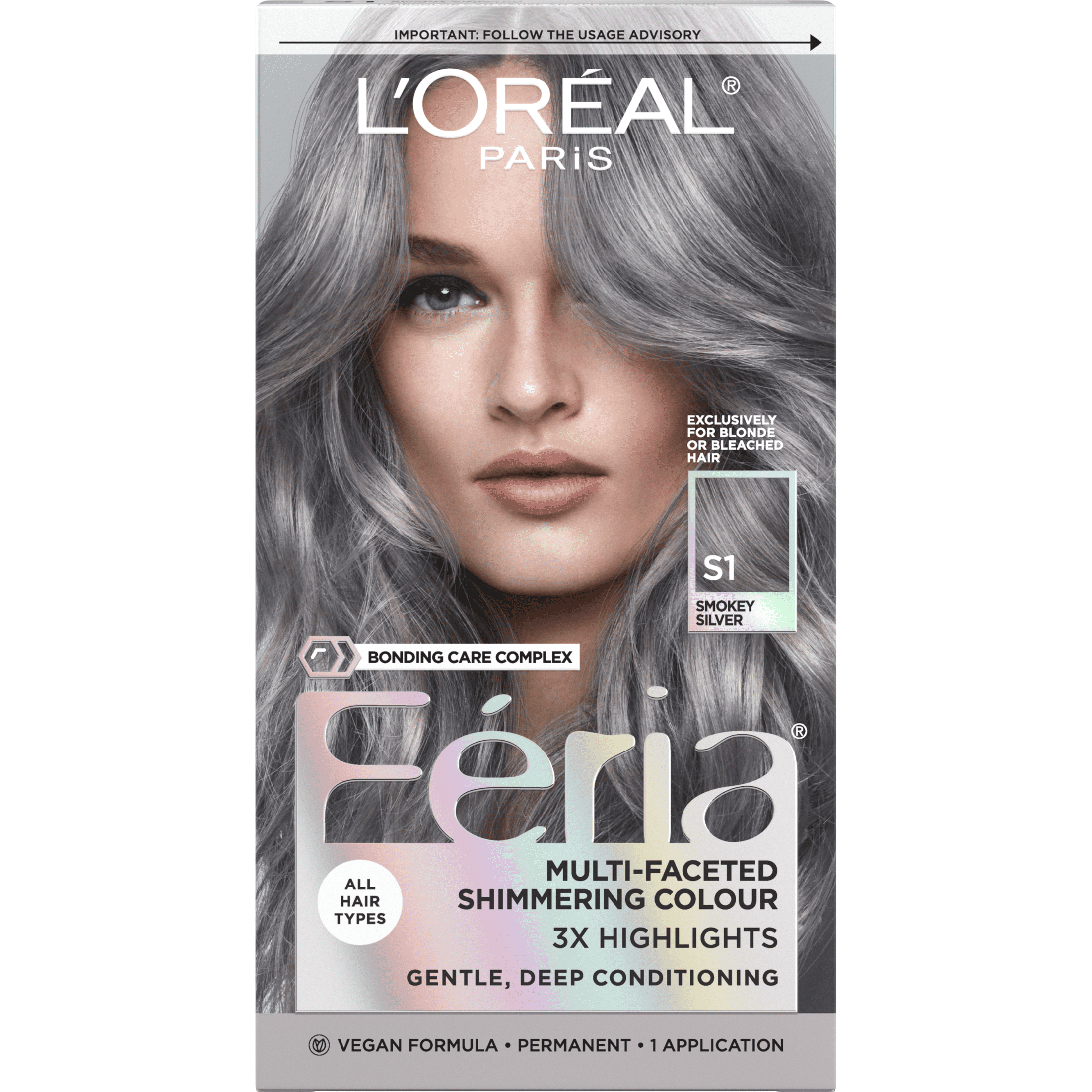 LOreal Paris Feria Permanent Hair Color, S1 Smokey Silver