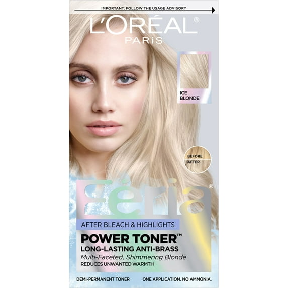 L'Oreal Paris Feria Power Toner, Long Lasting Anti Brass Toner Ice Blonde 9P 1 KT (Pack of 4)