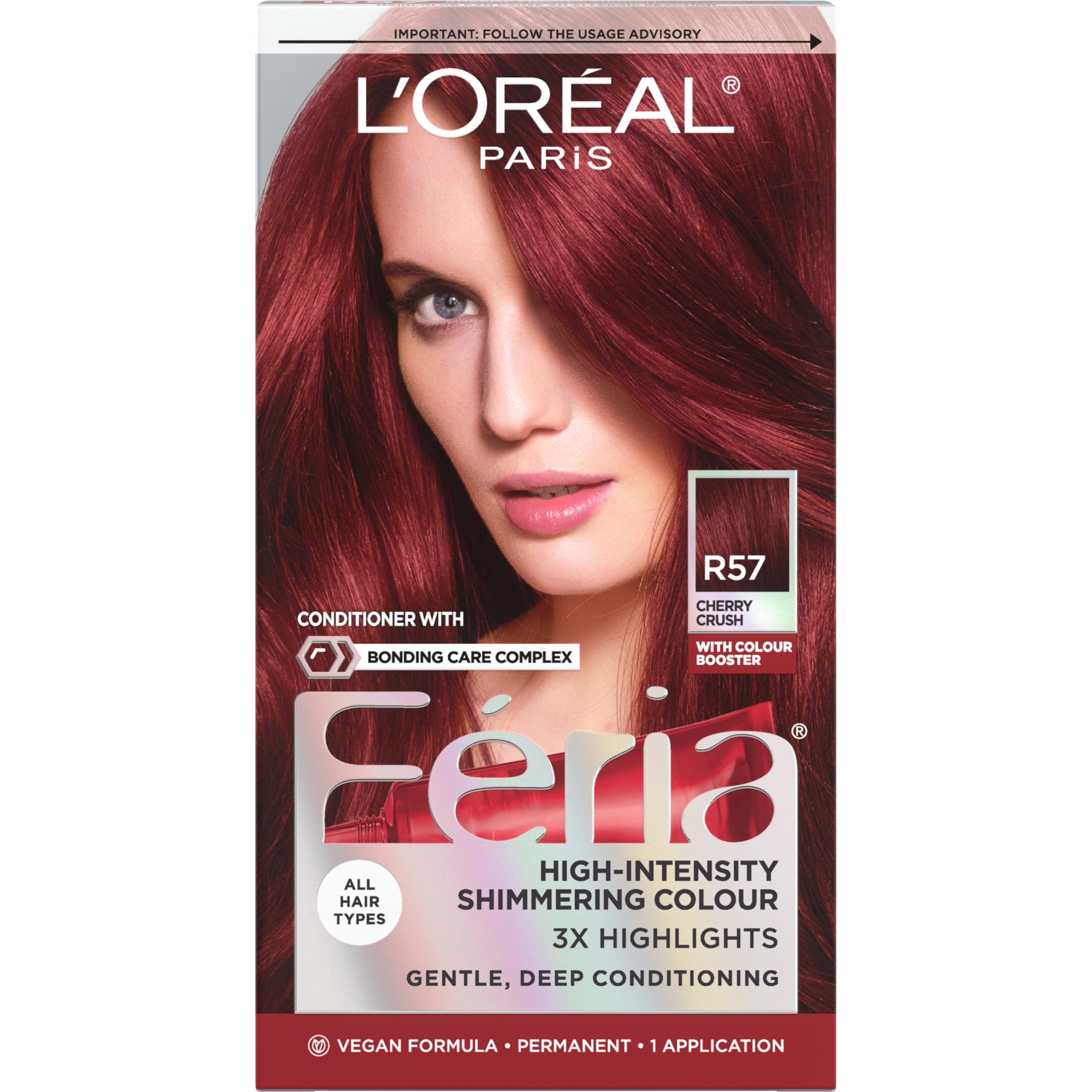 l’oreal paris r57 cherry crush ヘアカラー　3箱 L'Oreal Paris Feria Shimmering Permanent Hair Color R57