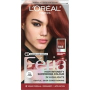LOreal Paris Feria Shimmering Permanent Hair Color, R68 Ruby Rush Rich Auburn True Red, 1 kit