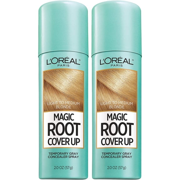 L'Oreal Paris Hair Color Magic Root Cover Up Temporary Colored Concealer Spray for Gray Roots, Lightweight formula, Ammonia and Peroxide Free, Light to Medium Blonde, 2 count