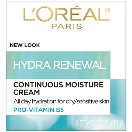 L'Oreal Paris Hydra-Renewal Continuous Facial Moisturizer for Dry Sensitive Skin, 1.7 oz