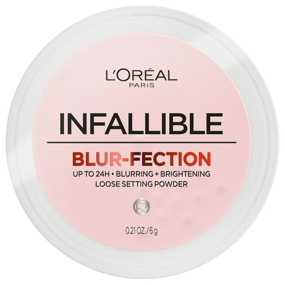 L'Oreal Paris Infallible Blur-Fection Loose Setting Powder, Brightening Finish, Deep Pink, 1 Set