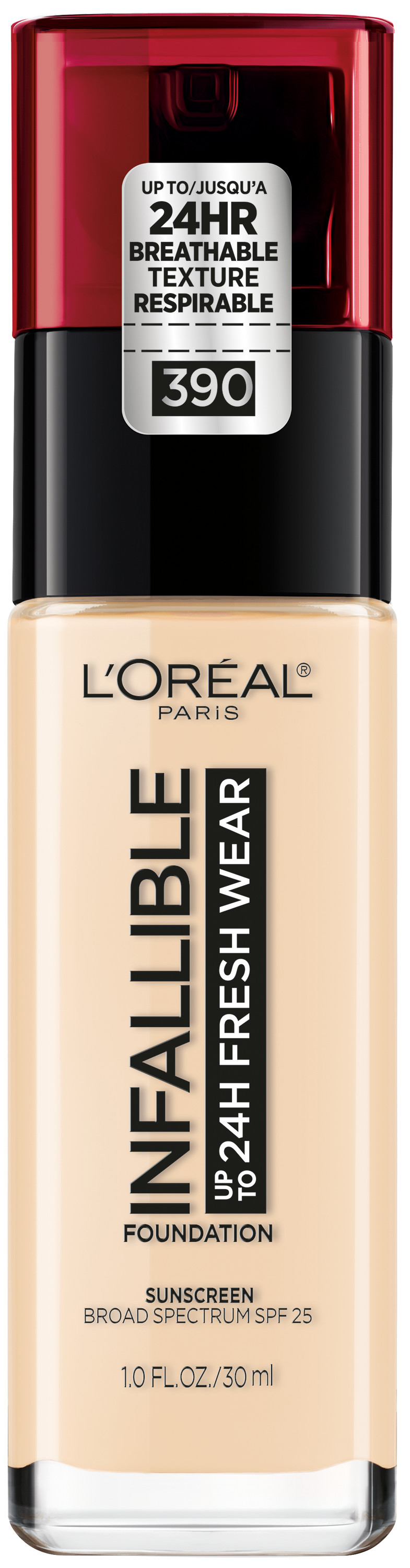 L'Oreal Paris Infallible Fresh Wear 24 Hr Liquid Foundation Makeup, 390 Snow, 1 fl oz - image 1 of 10