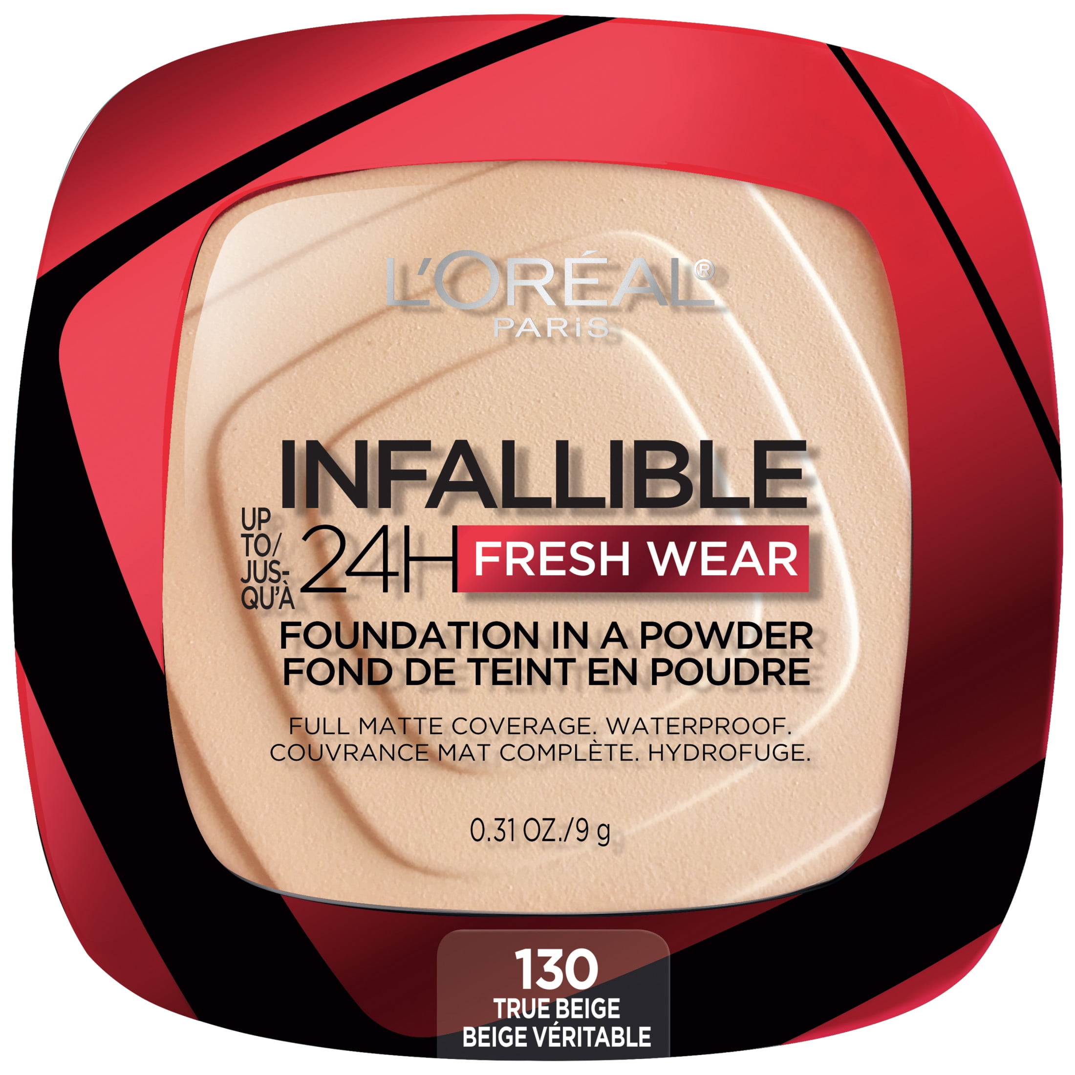 L'Oréal Paris Infallible Fresh Wear 24 Hr Foundation in a Powder,  for All Skin Medium Tone, 130 True Beige, 1 fl oz
