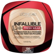 L'Oréal Paris Infallible Fresh Wear 24 Hr Foundation in a Powder, for All Skin Medium Tone, 130 True Beige, 1 fl oz