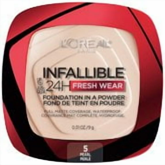 L'Oreal Paris Infallible Fresh Wear 24 Hr Powder Foundation Makeup, 5Pearl, 0.31 oz
