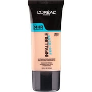 LOreal Paris Infallible Pro-Glow Liquid Foundation Makeup, 203 Nude Beige, 1 fl oz