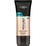 LOreal Paris Infallible Pro-Glow Hydrating Foundation Makeup, SPF 15, Medium Coverage, Radiant Finish, 201 Classic Ivory, 1 fl oz