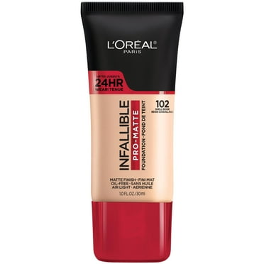 L'Oreal Paris Infallible Pro-Matte Blendable Foundation, Oil Free, 102 Shell Beige, 1 fl oz