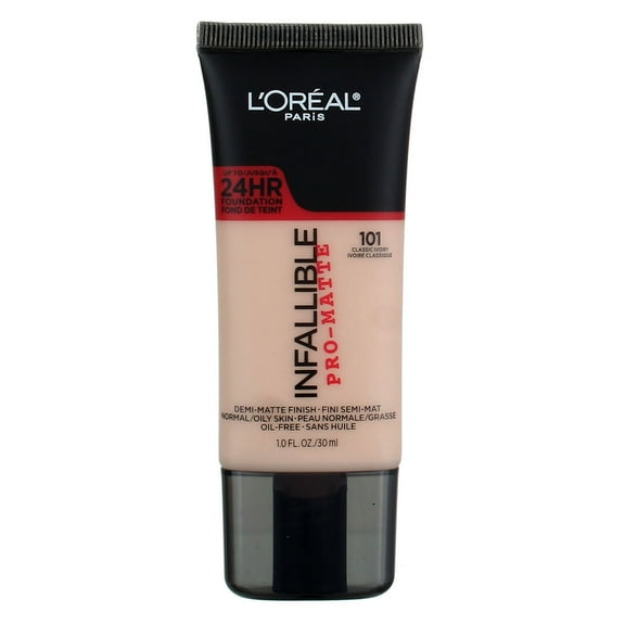L'Oreal Paris Infallible Pro-Matte Foundation, Classic Ivory [101] 1 oz (Pack of 4)