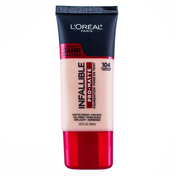 L'Oreal Paris Infallible Pro-Matte Foundation, Golden Beige [104] 1 oz (Pack of 4)