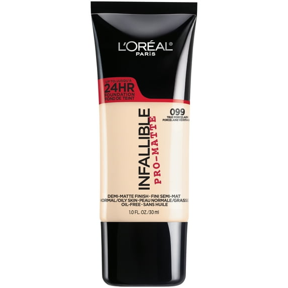 L'Oreal Paris Infallible Pro-Matte Liquid Foundation Makeup, 099 True Porcelain, 1 fl oz