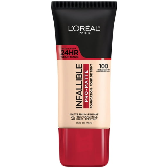 L'Oreal Paris Infallible Pro-Matte Liquid Foundation Makeup, 100 True Alabaster, 1 fl oz