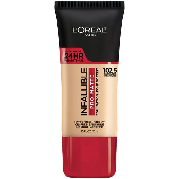 L'Oreal Paris Infallible Pro Matte Liquid Foundation Makeup, 102.5 Natural Rose, 1 oz