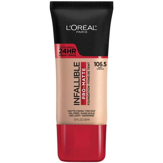 L'Oreal Paris Infallible Pro-Matte Liquid Foundation Makeup, 106.5 Shell, 1 fl oz