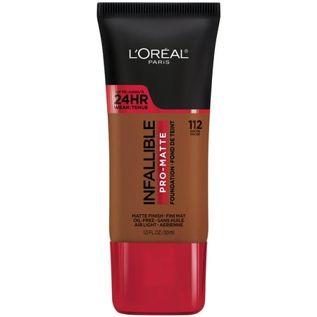L'Oreal Paris Infallible Pro-Matte Liquid Foundation Makeup, 112 Cocoa, 1 fl oz