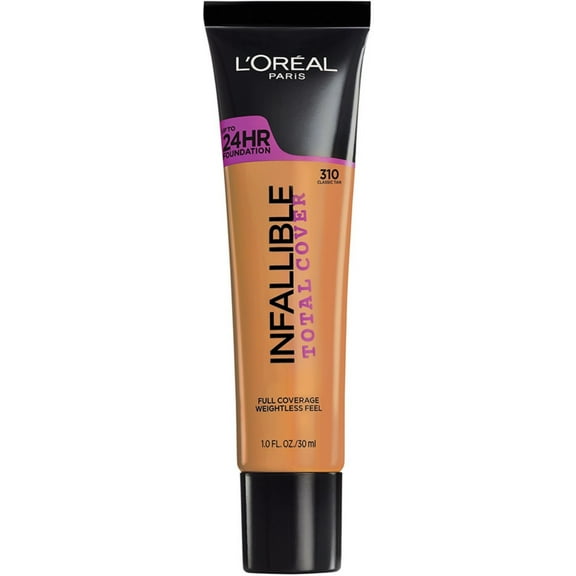 L'Oreal Paris Infallible Total Cover Foundation, Classic Tan 1 oz (Pack of 2)