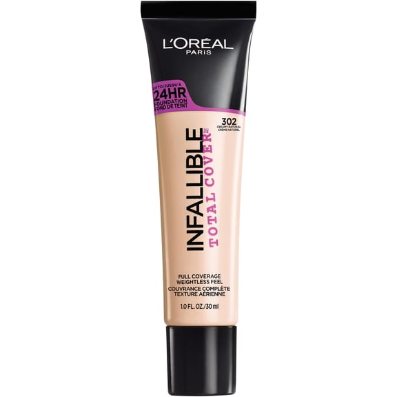 L'Oreal Paris Infallible Total Cover Liquid Foundation, Creamy Natural, 1 fl oz