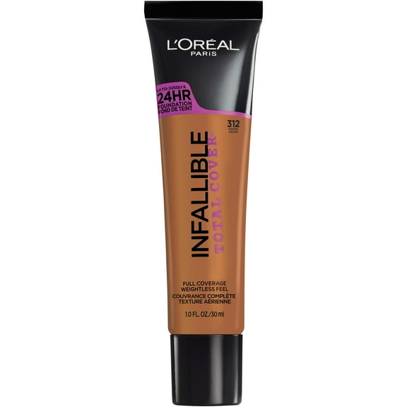 L'Oreal Paris Infallible Total Cover Liquid Foundation, Full Coverage, Cocoa, 1 fl oz