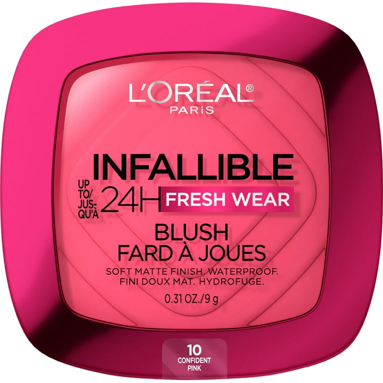 L'Oreal Paris Infallible Up to 24H Fresh Wear Soft Matte Blush, Blendable,  Long-Lasting and Waterproof Cheek Make Up, Confident Pink 10, 0.31 Oz