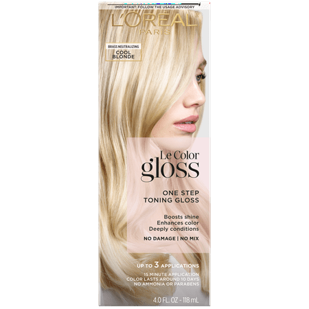 L'Oreal Paris Le Color Gloss One Step In-Shower Toning Gloss Hair Color, Cool Blonde, 4 fl oz