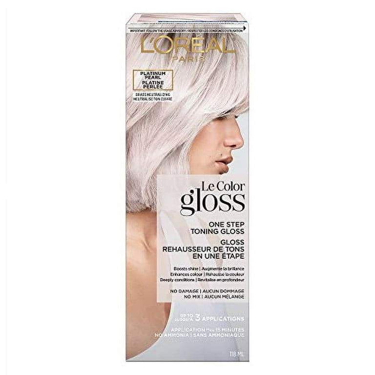 L'Oreal Paris Le Color Gloss One Step In-Shower Toning Hair Gloss for  Bleached Hair, Neutralizes Brass, Conditions & Boosts Shine, Platinum  Pearl, 4 Ounce 