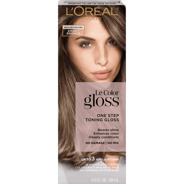 L'Oreal Paris Le Color Gloss One Step Toning Gloss Hair Color, 4 Smoky Blonde, 4 fl oz