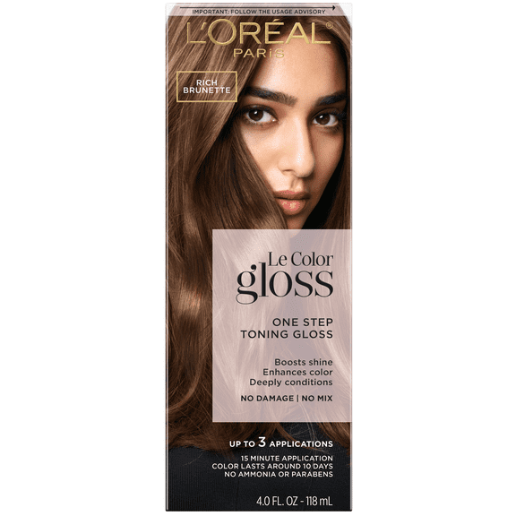 L'Oreal Paris Le Color Gloss One Step Toning Gloss Hair Color, 5 Rich Brunette, 4 fl oz