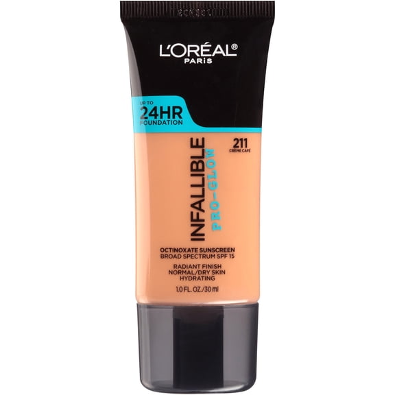 L'Oreal Paris Liquid Foundation, Infallible Pro-Glow SPF, Hydrating Foundation, Creme Cafe, 1 fl oz