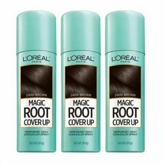 L'Oreal Paris Magic Root Cover Up Gray Concealer Spray, Dark Brown, 3 Pack
