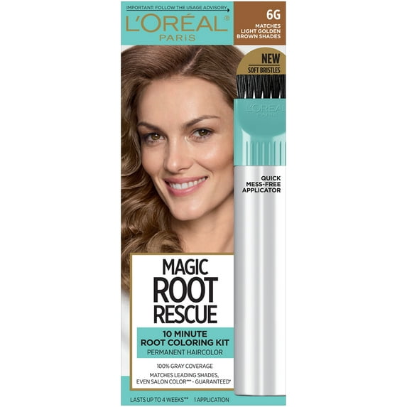 L'Oreal Paris Magic Root Rescue 10 Minute Root Hair Coloring Kit, 6G Light Golden Brown, 1 kit