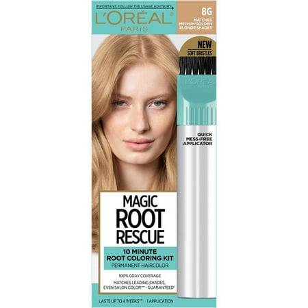 L'Oreal Paris Magic Root Rescue 10 Minute Root Hair Coloring Kit, 8G Medium Golden Brown, 1 kit